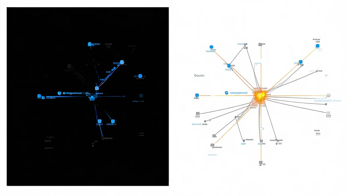 Abstract visualization of multiple routing approaches being compared side by side
