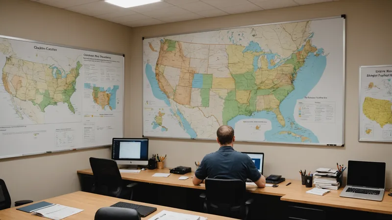 Founder writing on whiteboard with delivery route maps pinned behind