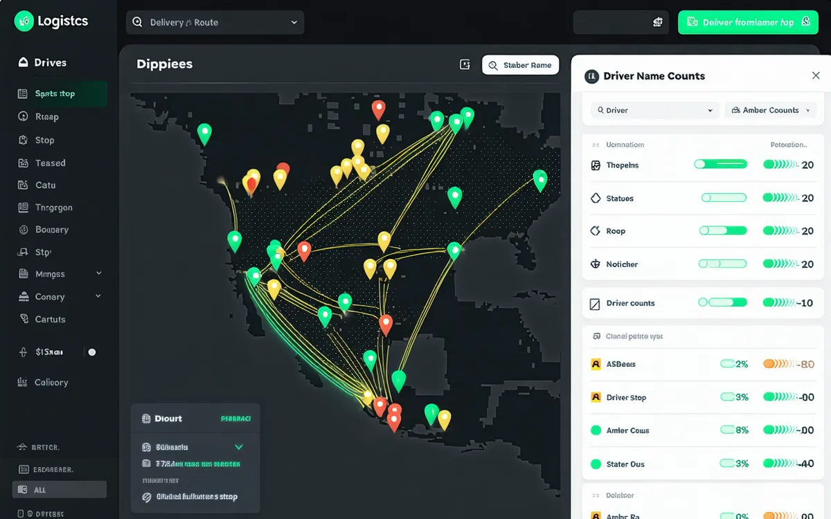 Routely fleet dashboard showing live route optimization with stop status indicators